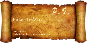 Pete Irén névjegykártya